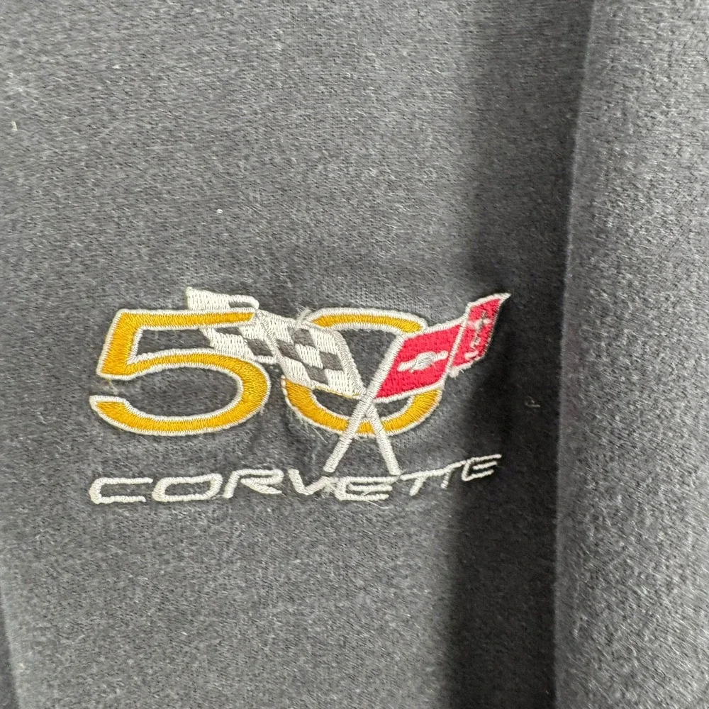 Vintage Y2K Gear For Sports Corvette Quarter Zip Mens XL Black 50th Anniversary